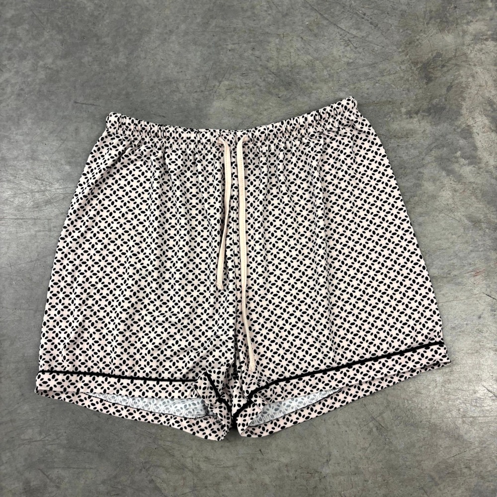 Aerosoles New York Pajama Shorts Pink Black Dot Print Elastic Waist Large